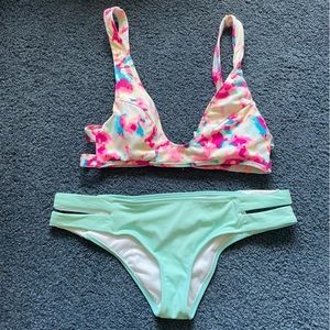 PINK Tie Dye Bikini top and bottom